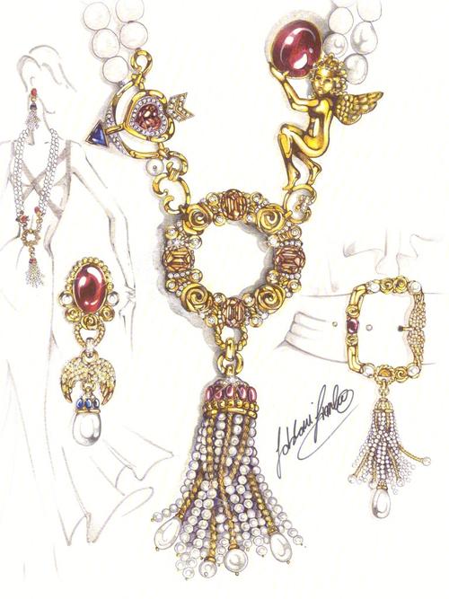 珠宝设计师手绘分享包6彩宝配饰